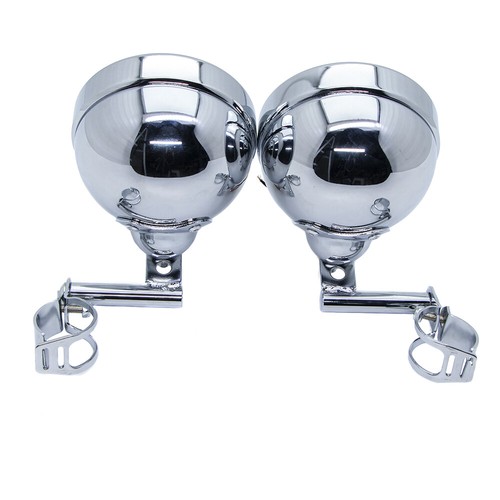 Chrome 4.5" LED Driving Passing Spot Fog Light Bar With Front Fork Tube Bracket - Picture 7 of 10