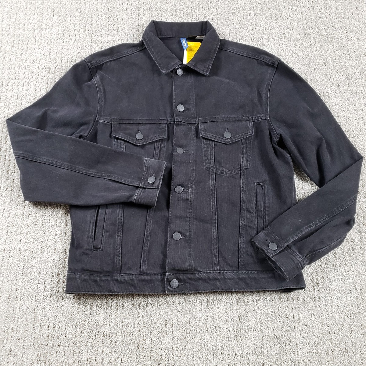 POST MALONE H&M Denim Jacket Small Men Black Trucker Jean POST MALONE H&M Denim Jacket Small Men Black Trucker Jean