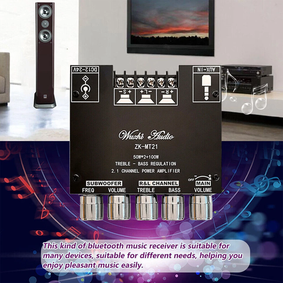 Mini Bluetooth 5.0 Digitalverstärker HiFi 2.1 Kanal Audio Stereo Equalizer Amp - Bild 4 von 4