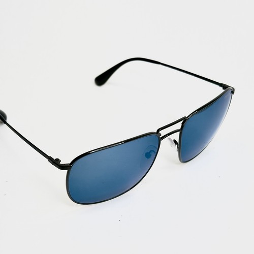 PRADA COLLECTION LEAD PR52TS Black Blue Mirrored Metal Pilot Sunglasses 52T Men - Picture 6 of 12