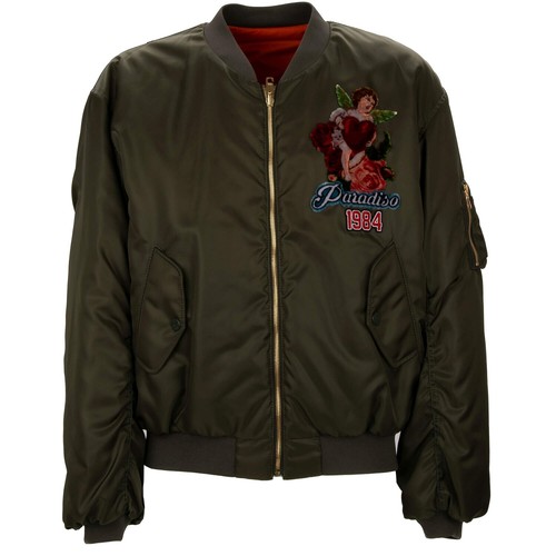 DOLCE & GABBANA Oversize Reversible Bomber Jacket Paradiso Khaki Green Orange - Picture 1 of 9