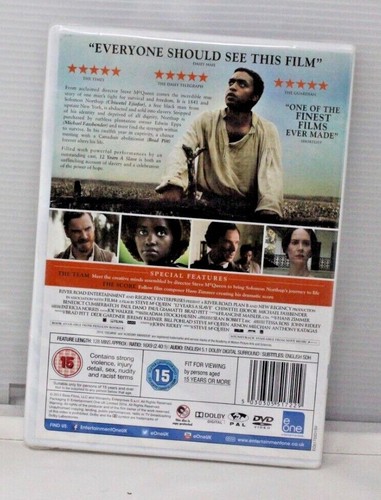 12 Years A Slave - Steve McQueen (DVD) Region 2 - NEW - Picture 2 of 2