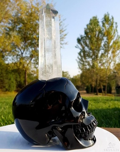 The Source of the Energy - Huge 11.3" Black Obsidian Crystal Skull Sculpture - Picture 9 of 19