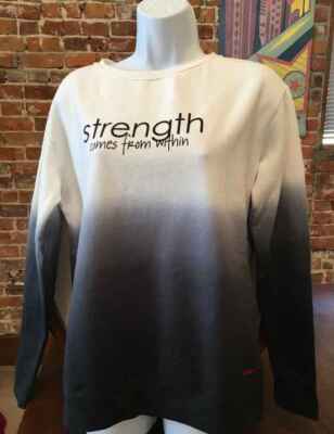 Peace Love World Grey Ombre Strength Comes From Within Sweatshirt Fleece Top