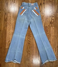Vintage 70s Disco Jeans Bell Bottom Denim Blue Women  s Size Small