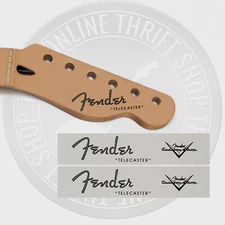 Fender Tele Waterslide Guitar Neck Headstock Decals with CS Logo (Set of 2)
