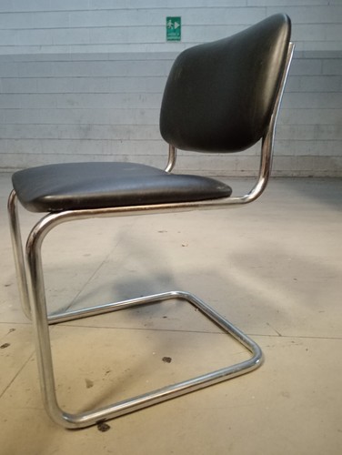 Poltrona Attico in tubolare e pelle | Poltrona Vintage anni '70 | Sedia Moderna - Foto 2 di 3