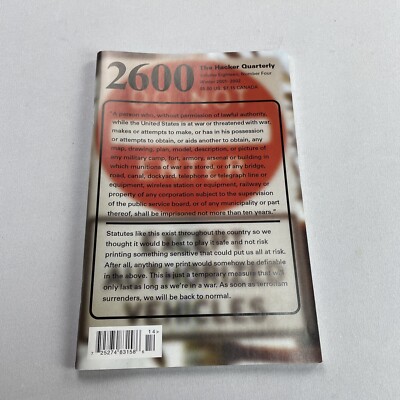 2600 The Hacker Quarterly Magazine Winter 2001 / Hacking Technology, Security