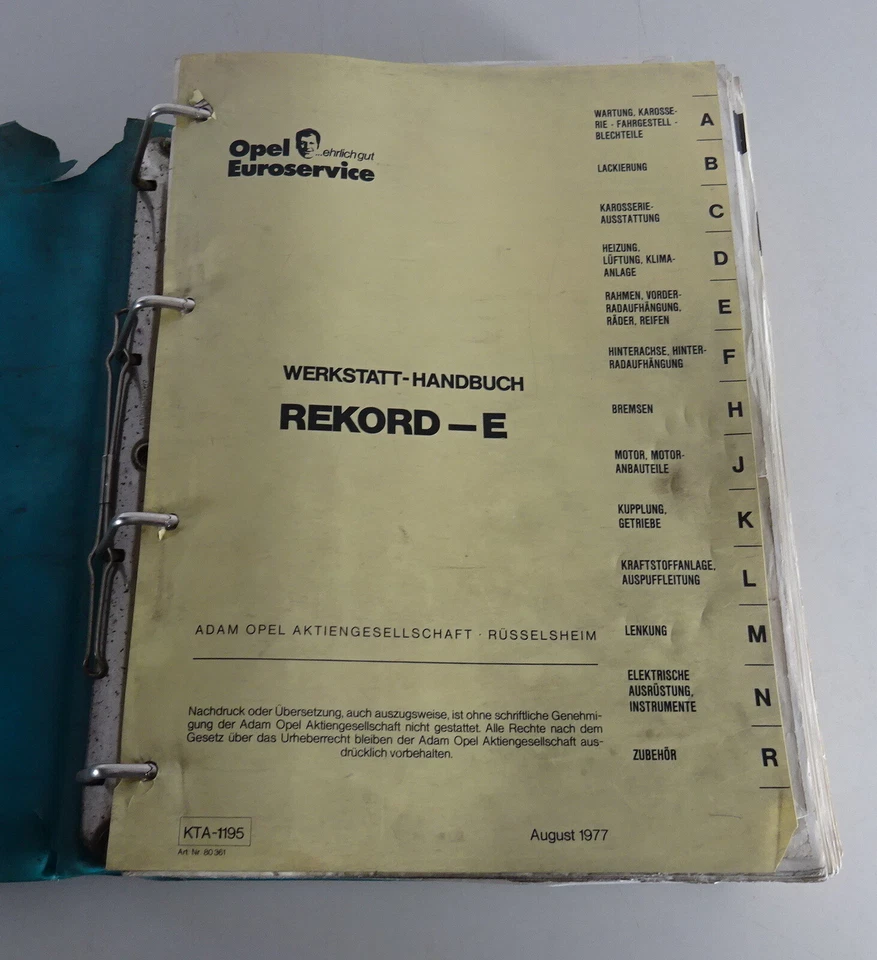 Manual De Taller Opel Rekord E / Commodore C, Edición 08/1977 - Imagen 2 de 4