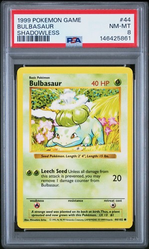 Bulbasaur (Shadowless) graded PSA 8 for sale on eBay