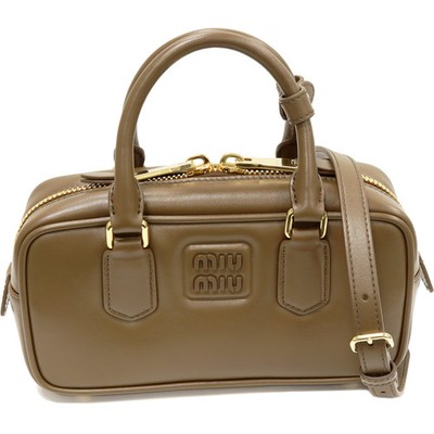Miu Miu Arcadia Regular Leather Khaki 2WAY Shoulder Bag with Box Women's #TKB026