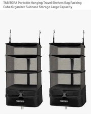 TABITORA Portable Hanging Travel Shelves Bag Packing Cube 2pk New