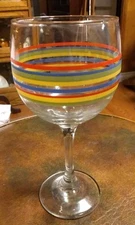 Libbey MAMBO Fiesta Stripped Red Green Blue Yellow Glasses Set Of 3 Glasses 7 IN