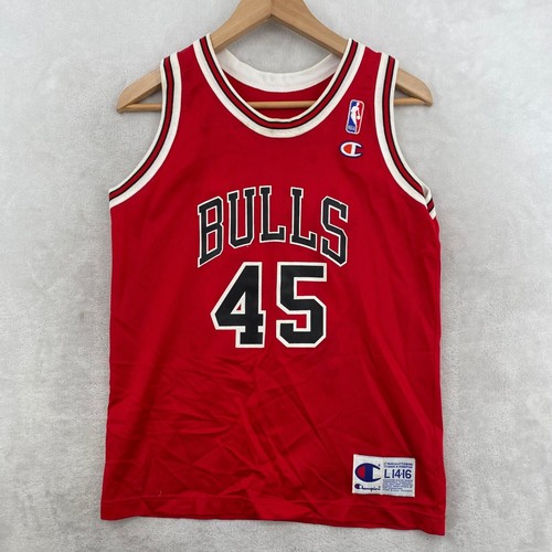 Champion Michael Jordan Chicago Bulls Jersey Kids L 14-16 Red Vintage #45 NBA
