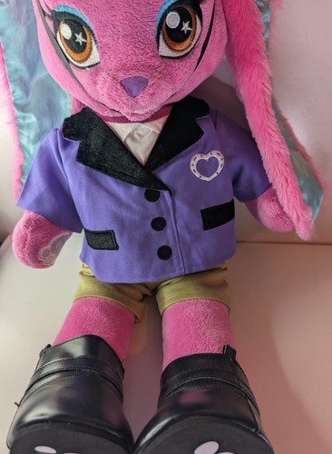 Juguete suave de peluche Build a Bear Honey Girls Pink Bunny Rabbit con atuendo usado - Imagen 4 de 7