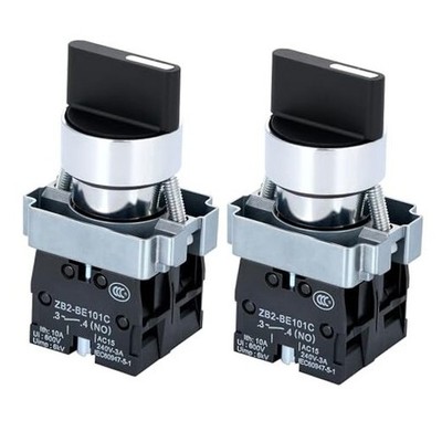 (Pack of 2) 22mm Selector Switch, 2NO 660V 10A Industrial 3 Position Maintained