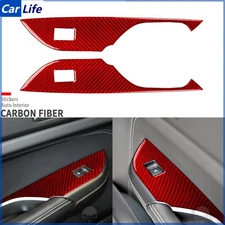 Red Carbon Fiber Rear Window Lift Switch Panel Cover Trim For Cadillac SRX 10-16