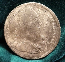 KINGDOM OF NAPLES CHARLO DI BORBONE PLATE 1747 "SECURITAS" SILVER VERY RARE R 2