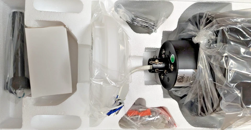 TRENDY LIGHTING 52" 5-BLADE LED CEILING FAN MATTE BLACK WHITE GLASS WALL CONTROL - Image 3 of 4