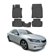 OMAC Floor Mats Liner for Honda Accord Coupe 2008-2012 Black TPE All-Weather 4x