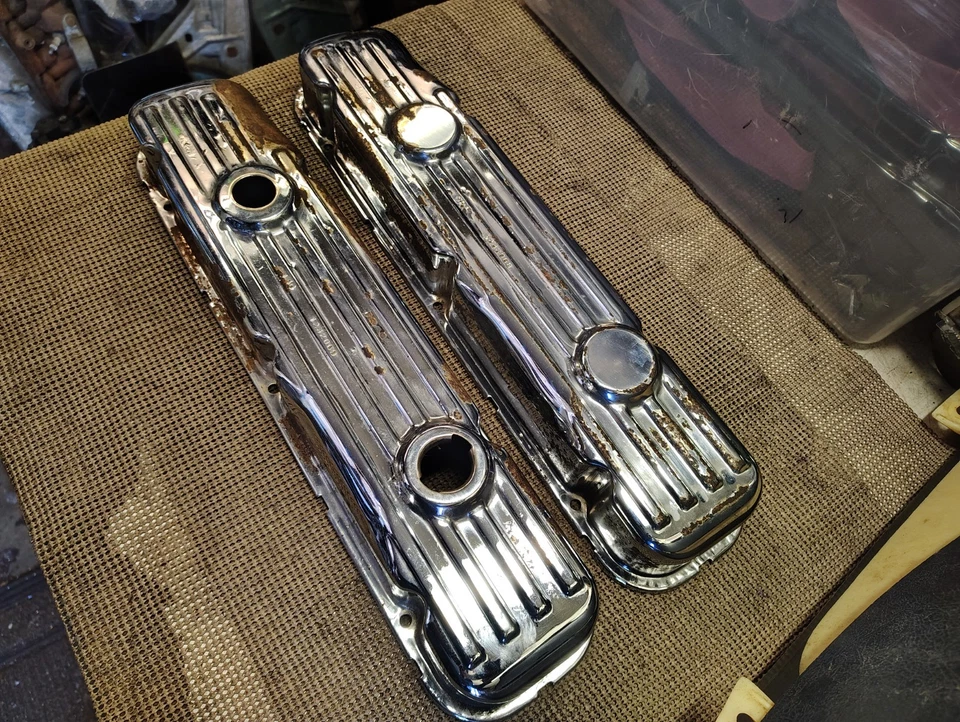 Buick Skylark GS Stage 1 Riviera 1970-72 OEM cromo 455 cubiertas de válvula 1232068 69 Foto 2 de 4