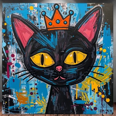 LEINWAND BILD ER XXL ABSTRAKT KATZE KITTY CAT BUNT GRAFFITI MODERN P2253
