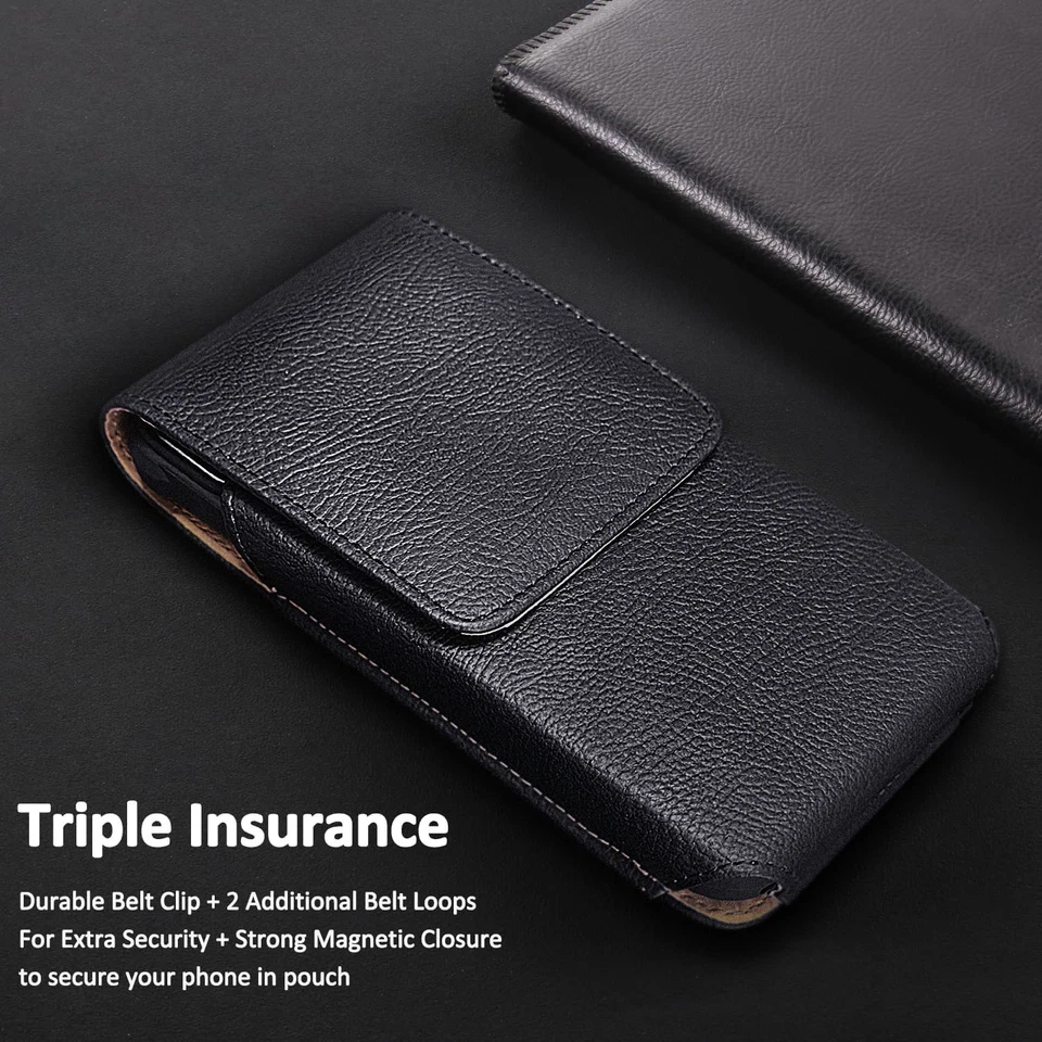 Funda protectora vertical de cuero con clip para cinturón para Samsung Galaxy Note20 Note10 9 8 Foto 3 de 4