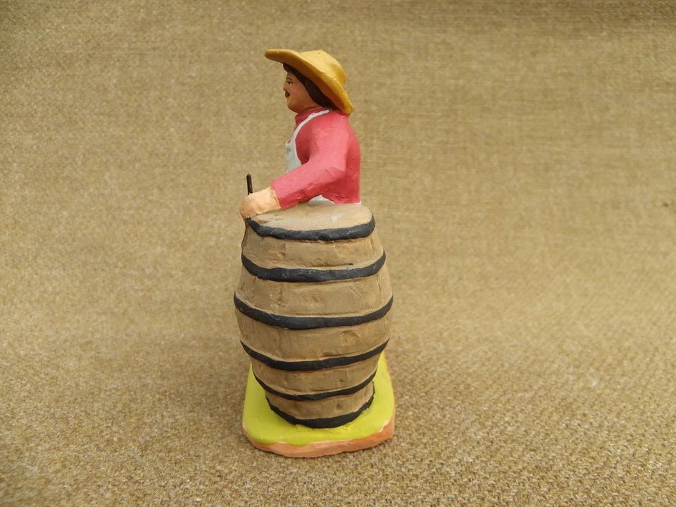 SANTON DE PROVENCE FOUQUE EN TERRE CUITE - LE TONNELIER - 9 cm - CRÈCHE DE NOËL - Photo 2/4