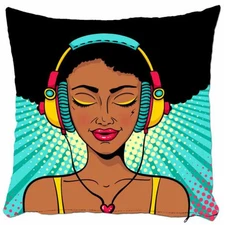 Pop Art Music Girl Pillow Cover, Modern Decorative Cushion, Modern Home Decor