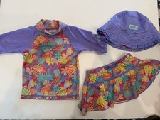 Girl's 3-Piece Matching Swimsuit Set Certified UPF 50 UV Skinz Size 3T