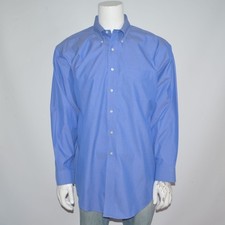 BROOKS BROTHERS Classic Non Iron Pinpoint French Blue Cotton Dress Shirt 18 - 35