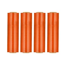 4 Rolls Opaque Orange Cast Hand Pallet Stretch Wrap 15" x 1500 Ft. x 63 Gauge