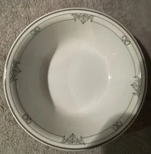 Vintage KOOKIN CHINA Bowl by Fraunfelter #95 - 8 3/4” Diameter, Green on White