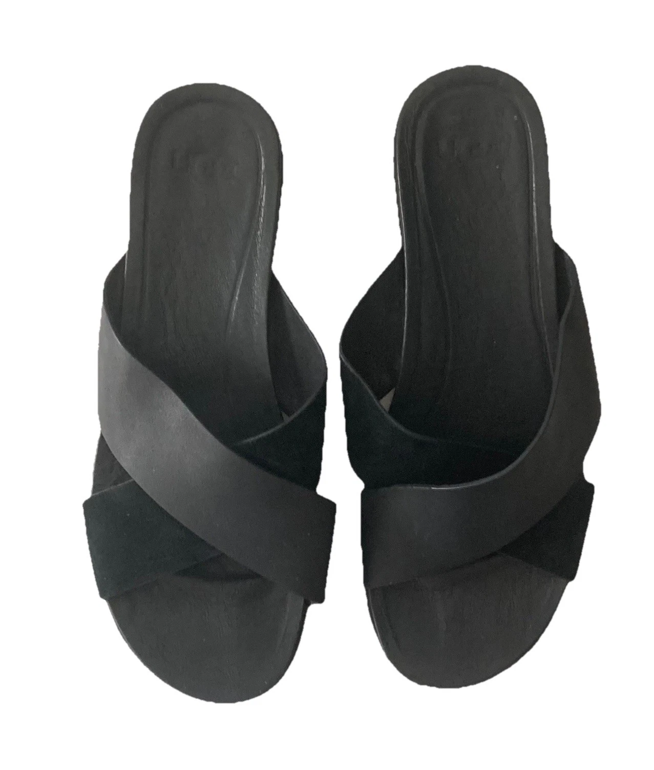 Scarpe sandali UGG Kari incrociati incrociati slide pelle nero taglia 9