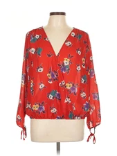 Collective Concepts Women Red 3/4 Sleeve Blouse L