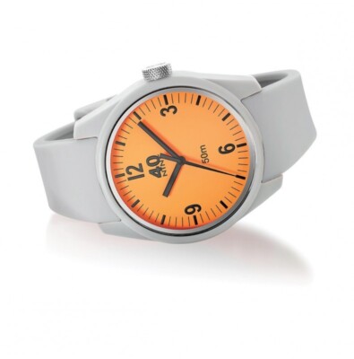 40NINE BASIC 43MM Quarz Polymer Silikon Grau Orange Schwarz Unisex Uhr