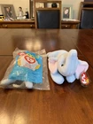 Ty Vintage 1995 PEANUT Elephant(light blue) 9”, & McDonalds TB Peanut, MWMT