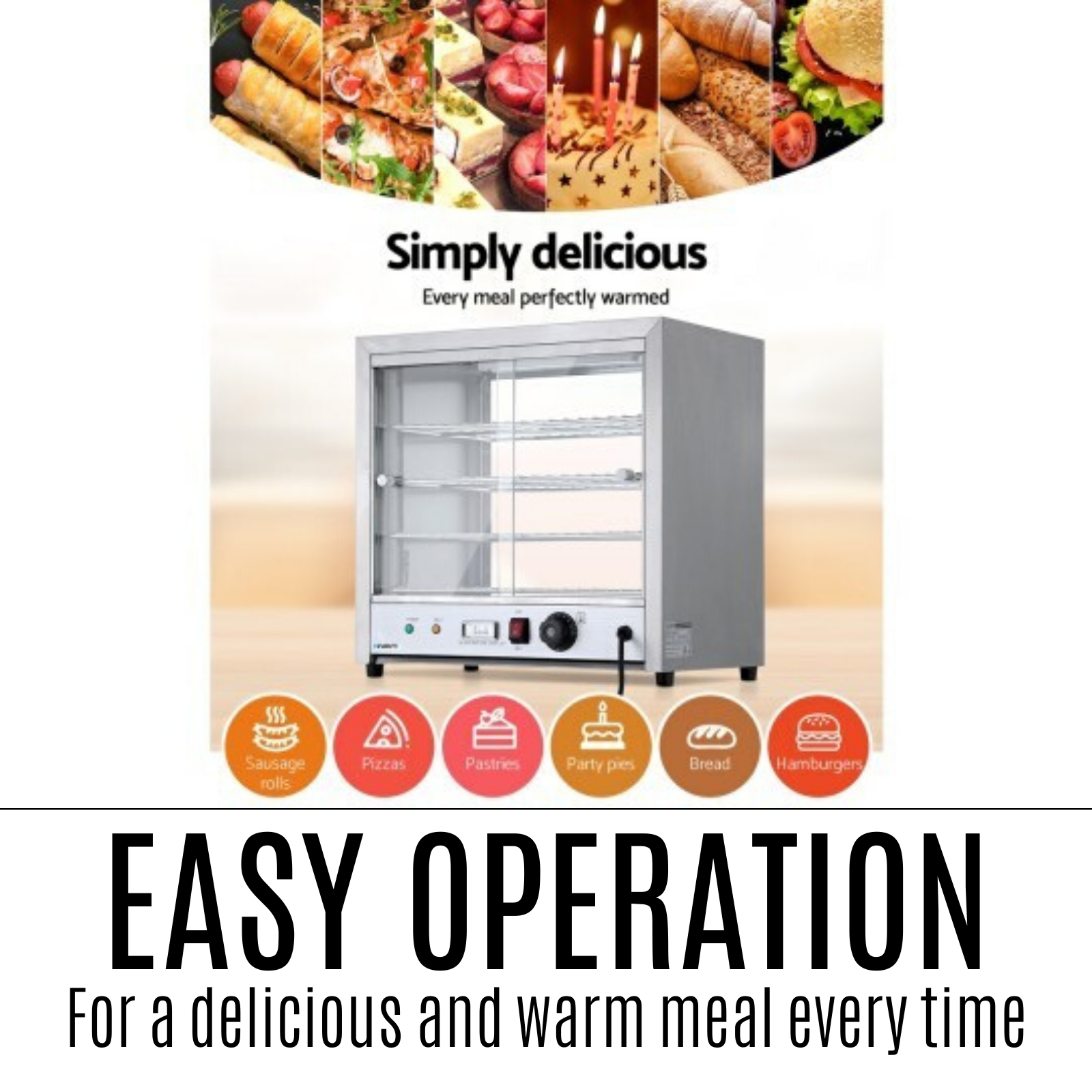 Devanti Commercial Food Warmer Pie Hot Display Electric Warming Tray