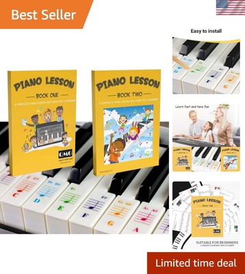 Portable Color-Coded Piano and Keyboard Stickers with Lessons for Beginners