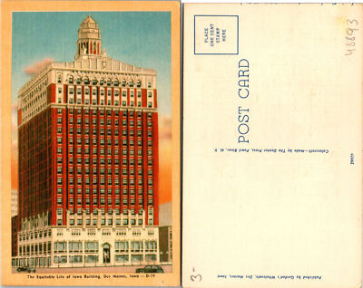The Equitable Life of Iowa Building Des Moines Iowa IA Postcard Unused 48893