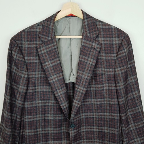 ISAIA Napoli Mens Size M Damier Over Check Sanita Blazer Jacket / Sport Coat - Picture 2 of 10