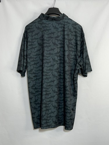 Greg Norman Polo Shirt Men XXL 2XL Black Active Performance Golf Shark Print AOP - Picture 7 of 10