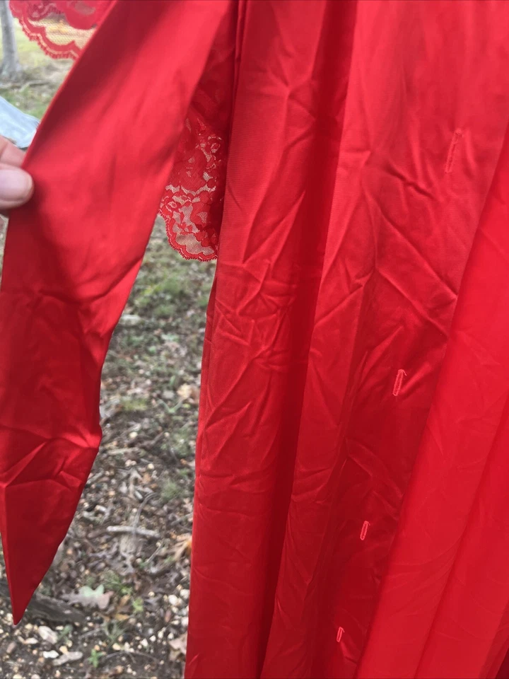 Camisón y bata roja vintage años 70 JCPenney 2 piezas M Foto 3 de 4