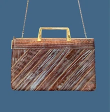 Vintage 80's Patch Work Snake Skin Handbag or Clutch by Varon