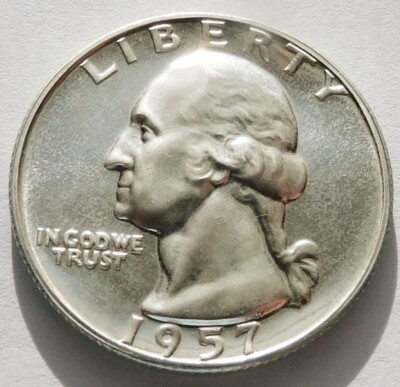 1957 Gem Proof Washington Silver Quarter, Superb Gem 25C coin