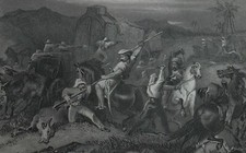 1858 Indianeraufstand Druck Nachteinsatz & Angriff Auf Gep&auml;ckwagen