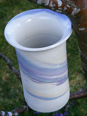 Vase, Kunsthandwerk Keramik, Vintage gut gemacht, Brotstäbchen/Blumen, signiert griechisch?
