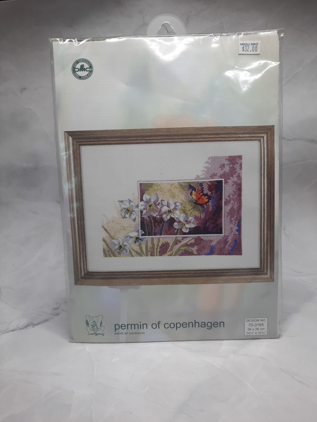 Permin of Copenhagen Danish Art Needlework Kit Butterfly Flowers 70