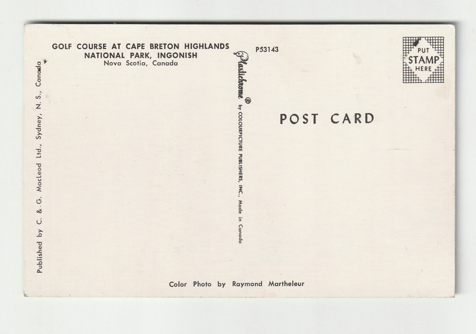 Vtg Postcard Golf Course at Cape Breton Highlands National Park