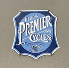 VINTAGE PREMIER CYCLES 14” PORCELAIN SIGN CAR GAS OIL TRUCK AUTOMOBILE